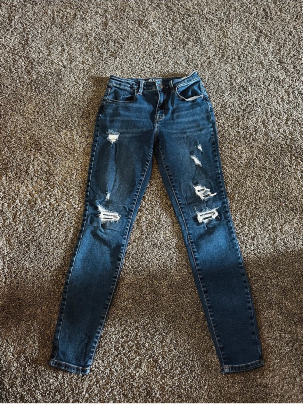 Maurices Dark Blue Ripped Skinny Jeans